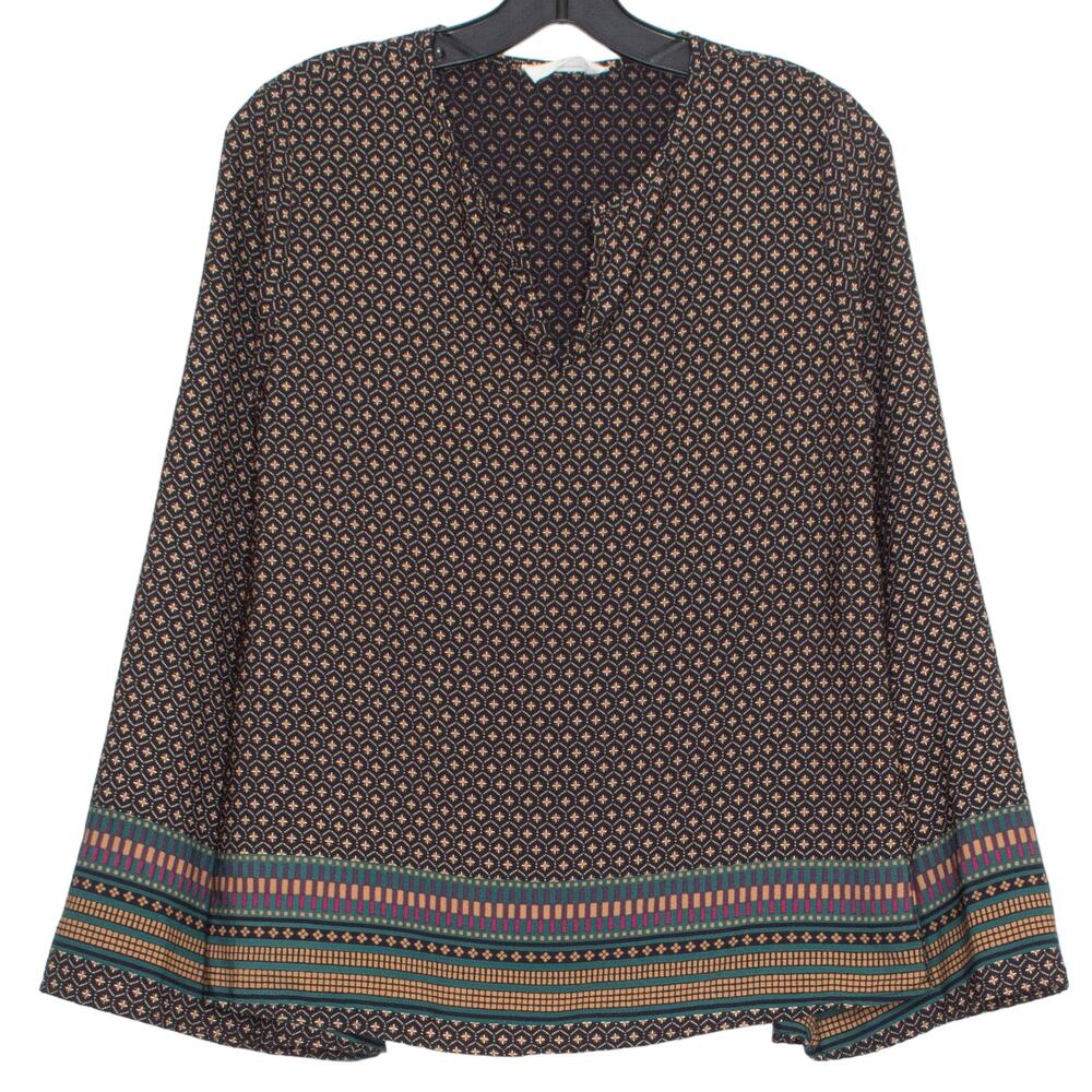 Boho Bell Sleeve Peasant Top Hippie Folk Festival Cottagecore Prairie Popover S